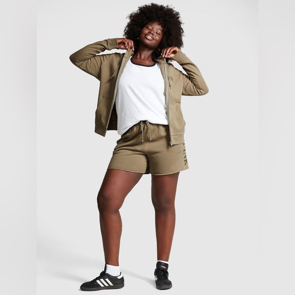 PINK Victoria's Secret Green Athletic Shorts and Matching Full Zip Jacket